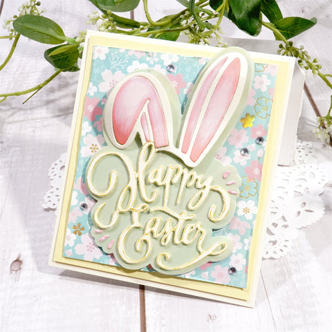 Inlovearts "Happy Easter" Word with Bunny Ear Cutting Dies