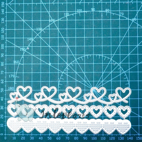 Inlovearts 3pcs Heart Border Cutting Dies