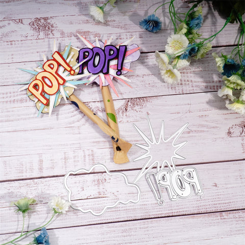 Inlovearts "POP!" Word With Explosion Effects Cutting Dies