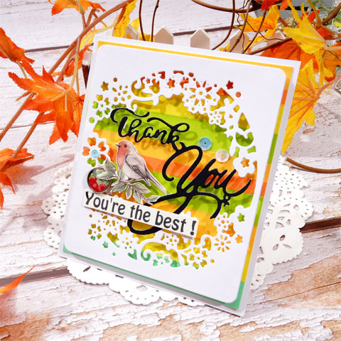 Inlovearts Thank You Word with Flower Frame Metal Cutting Dies