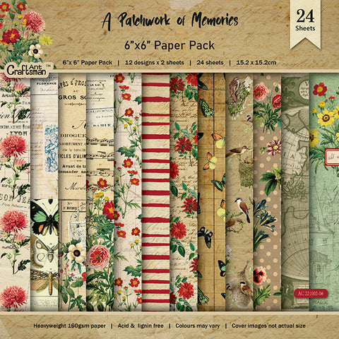 Inlovearts 24PCS 6" A Patchwork Of Memories DIY Scrapbook & Cardstock Paper