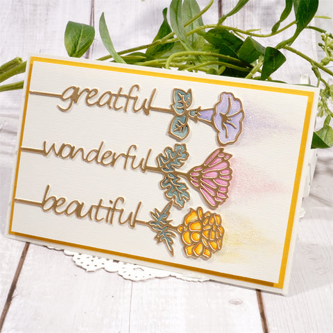 Inlovearts Flowers with Praising Words Cutting Dies