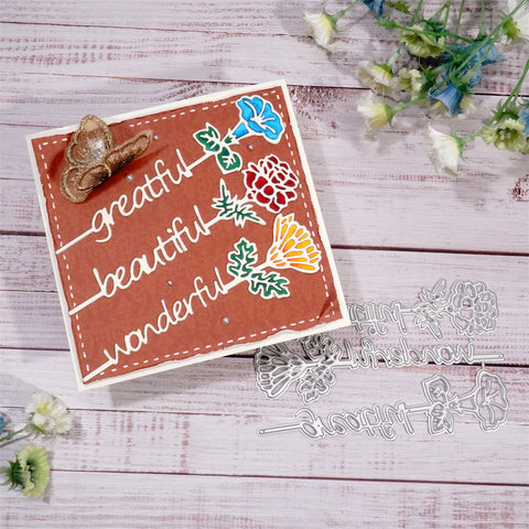 Inlovearts Flowers with Praising Words Cutting Dies