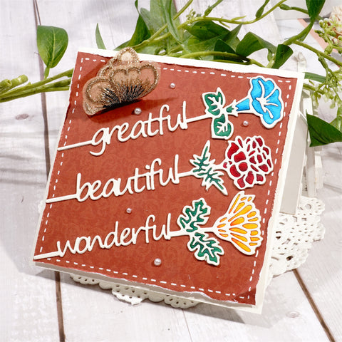 Inlovearts Flowers with Praising Words Cutting Dies