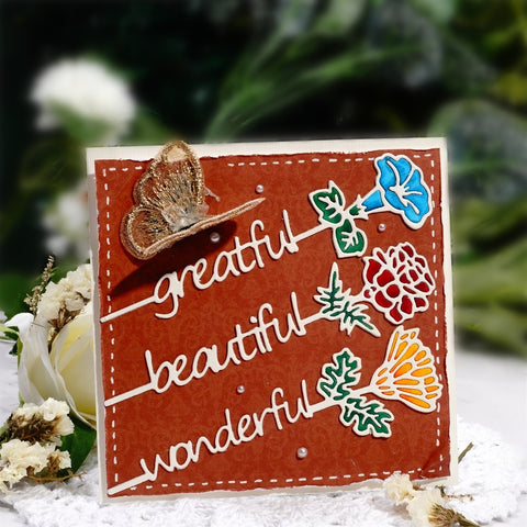 Inlovearts Flowers with Praising Words Cutting Dies