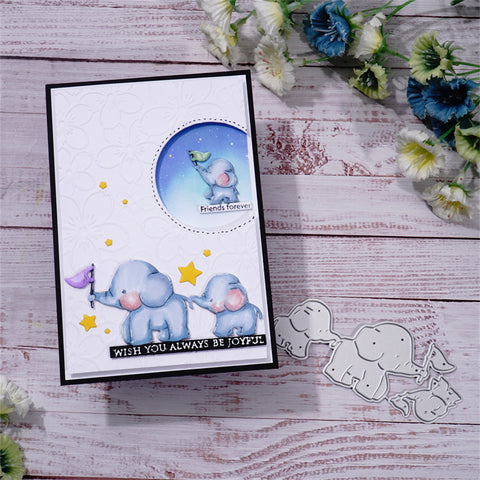 Inlovearts Cute Elephants Family Metal Cutting Dies
