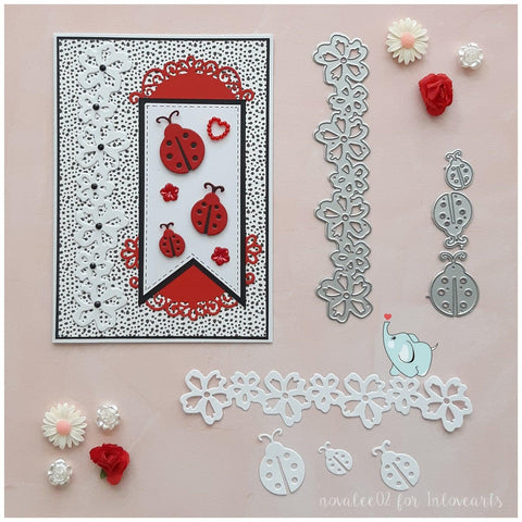 Inloveartshop Meteorological Ladybug and Flower Border Nature Decor Cutting Dies