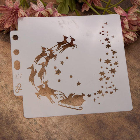 Inloveart Hollow Flying Deer Carriage And Stars Layering Stencils