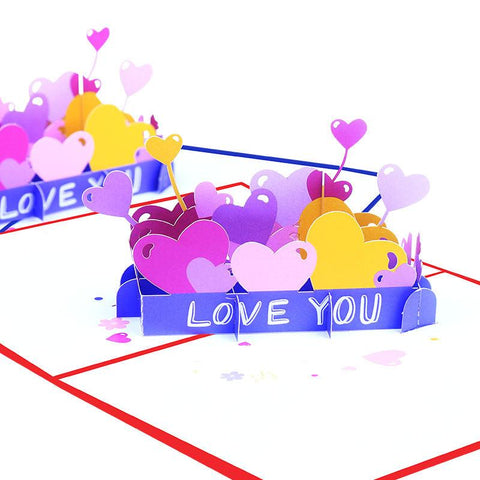 3D Pop Up Characters and Heart Balloon  For Valentine's Day Card