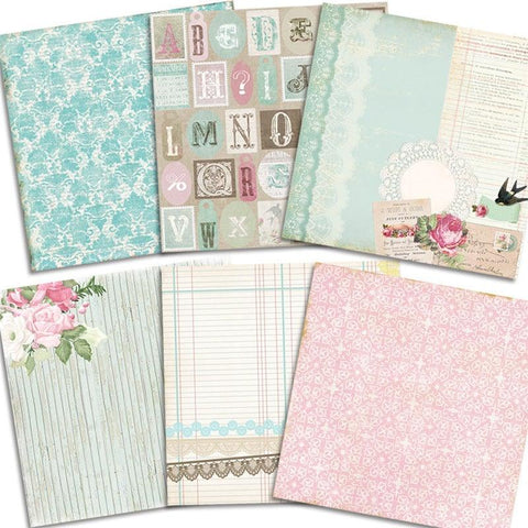 6 Inches Swallows And Romantic Flowers Theme Background Paper