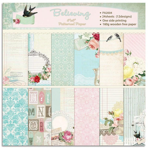 6 Inches Swallows And Romantic Flowers Theme Background Paper