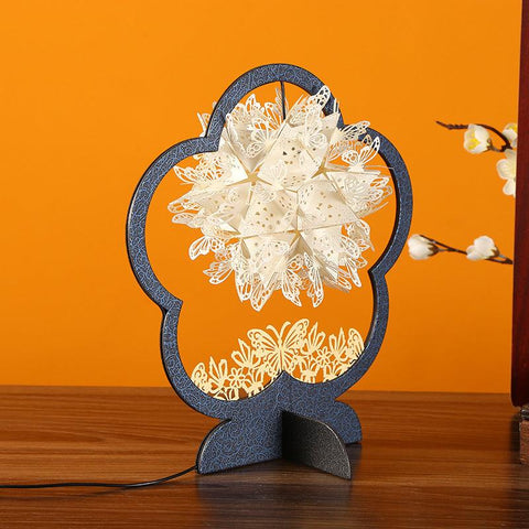 3D Butterfly and Flower Shaped Paper Carved Lamp Night Light Card