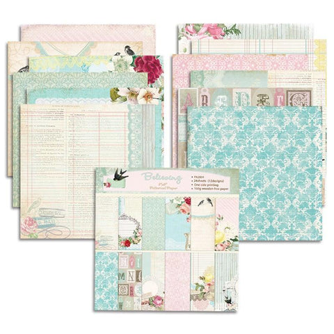 6 Inches Swallows And Romantic Flowers Theme Background Paper