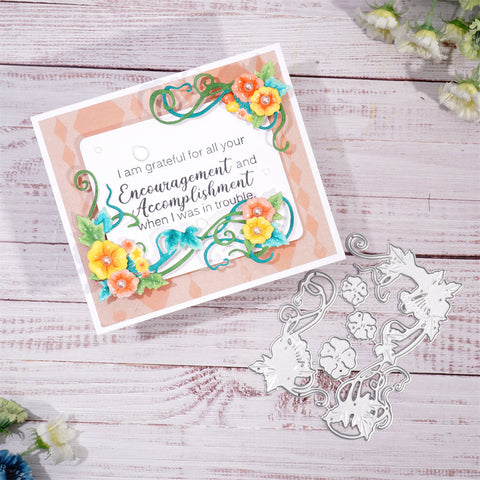 Inlovearts Trumpet Flower Border Cutting Dies