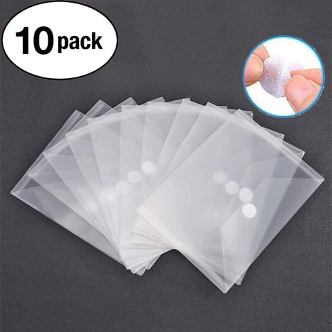 10Pcs A4 Size Plastic Document Envelopes with Snap Button