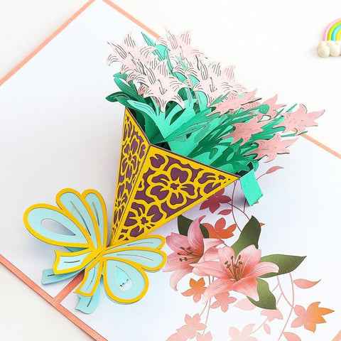Inloveartshop Bouquet 3D Greeting Card-Lilies