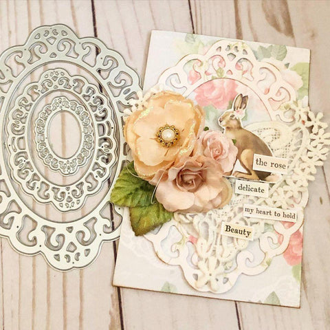 Large Size Oval Lace Frame Cutting Dies - Inlovearts