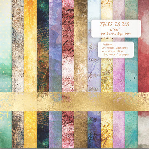 Inlovearts 24PCS 6" Colorful Theme DIY Scrapbook & Cardstock Paper
