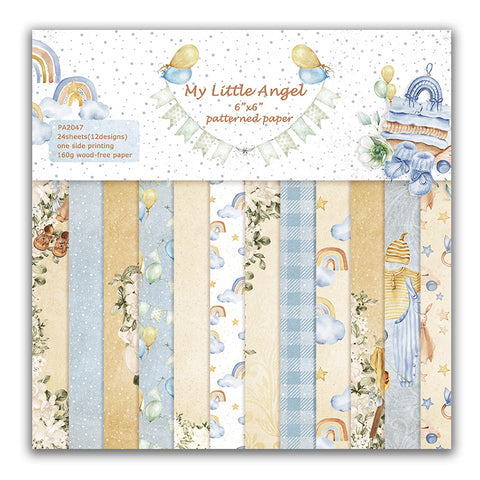 Inlovearts 24PCS 6" Little Angel Theme DIY Scrapbook & Cardstock Paper