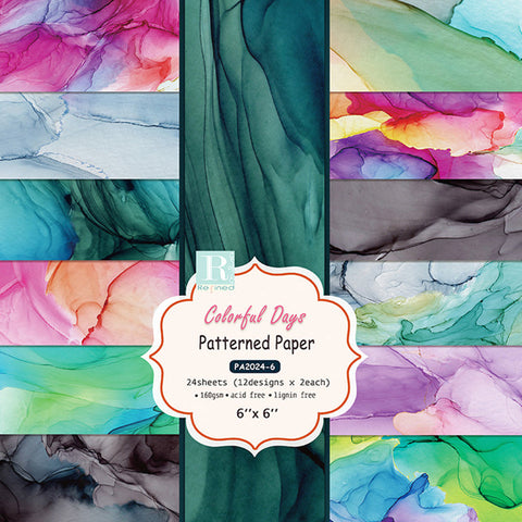 Inlovearts 24PCS 6" Colorful Days Scrapbook & Cardstock Paper