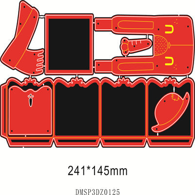 3D Cute Rabbit with Carrot Hat Box Cutting Die