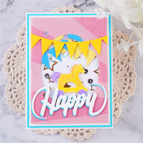 Inloveartshop Fluttering Colorful Flags Border Cutting Dies