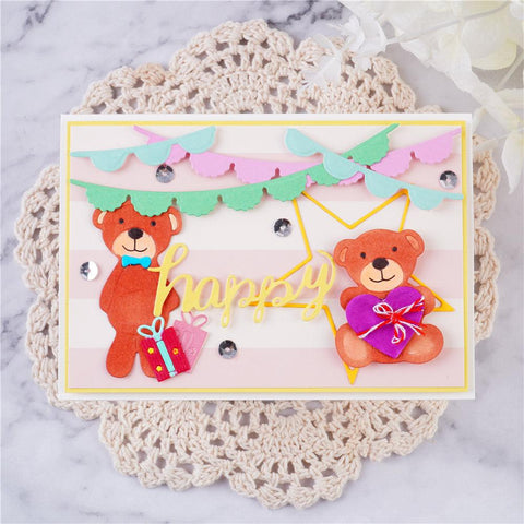 Inloveartshop Fluttering Colorful Flags Border Cutting Dies