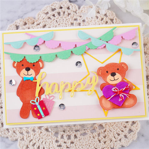 Inloveartshop Fluttering Colorful Flags Border Cutting Dies