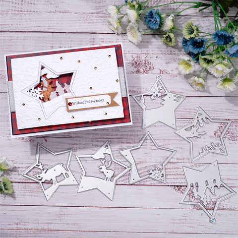 Inlovearts 6pcs Star Frame Metal Cutting Dies