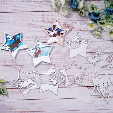 Inlovearts 6pcs Star Frame Metal Cutting Dies
