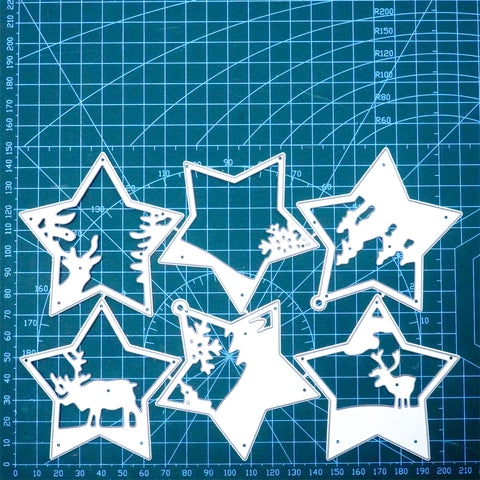 Inlovearts 6pcs Star Frame Metal Cutting Dies