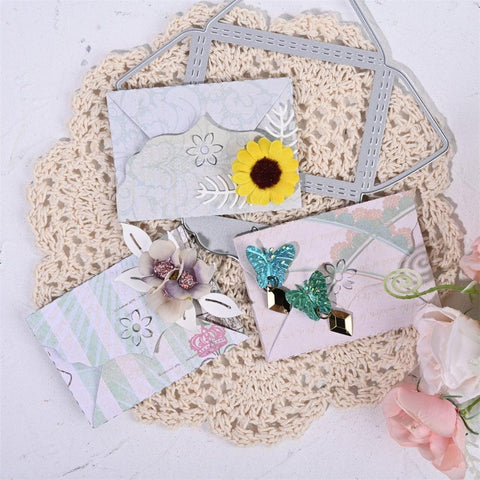 Foldable Stitched Flower Envelop Dies