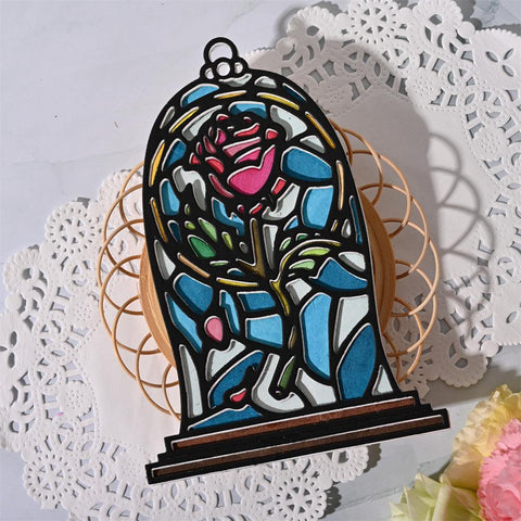 Rose Flowers Bell Jar Frame Dies