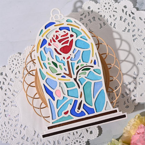 Rose Flowers Bell Jar Frame Dies