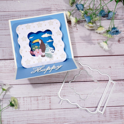 Inlovearts Foldable 3D Square Frame Cutting Dies