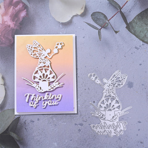 Elf On Mushrooms with "Thanking of you" Words Cutting Dies