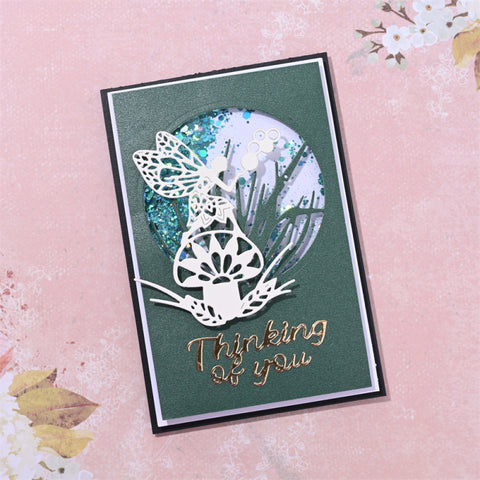 Elf On Mushrooms with "Thanking of you" Words Cutting Dies