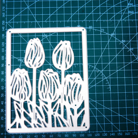 Inlovearts Tulips Backgroud Board Cutting Dies