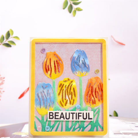 Inlovearts Tulips Backgroud Board Cutting Dies