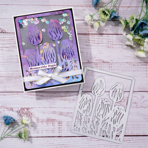 Inlovearts Tulips Backgroud Board Cutting Dies