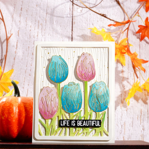 Inlovearts Tulips Backgroud Board Cutting Dies