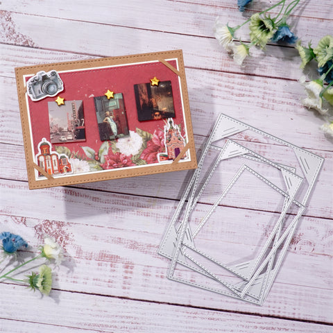 Inlovearts 4pcs Rectangular Photo Frame Cutting Dies