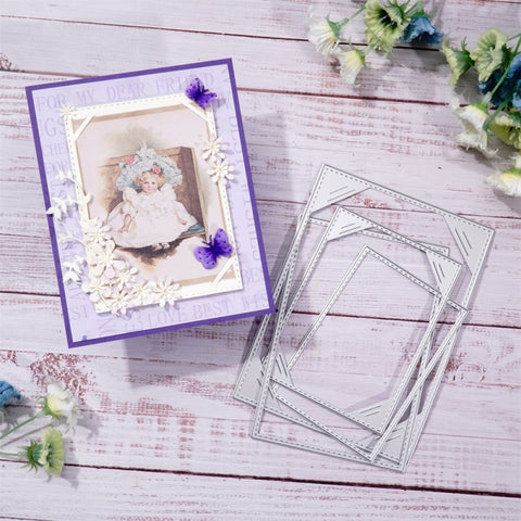 Inlovearts 4pcs Rectangular Photo Frame Cutting Dies