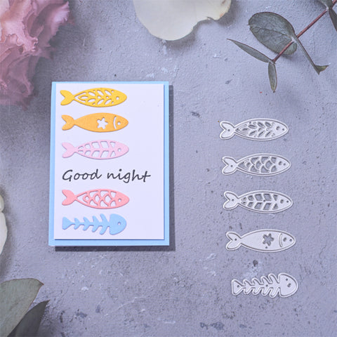 5 Pcs Fish and Fish Bone Decoration Cutting Dies