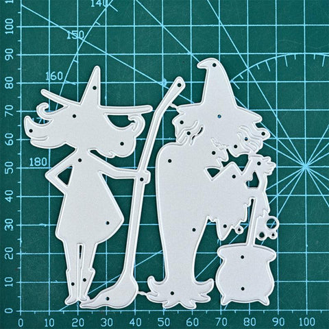 Inloveart Little Fairy and Old Witch Halloween Theme Metal Cutting Dies