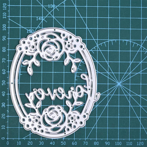Inloveartshop Floral oval Frame with "Forever" Word Cutting Dies