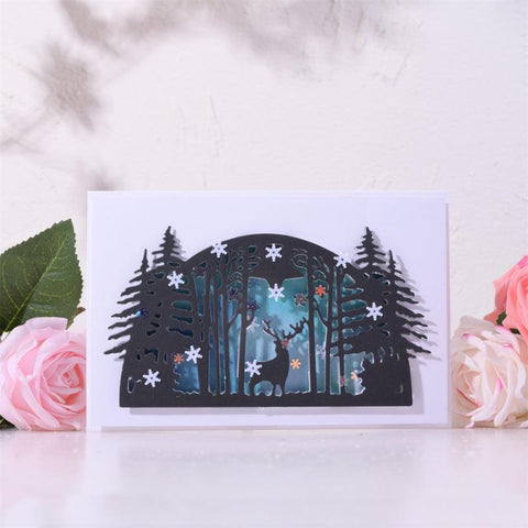 Inloveartshop Elk in Pine Forest Background Board Cutting Dies
