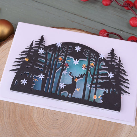 Inloveartshop Elk in Pine Forest Background Board Cutting Dies