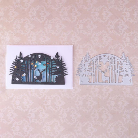 Inloveartshop Elk in Pine Forest Background Board Cutting Dies