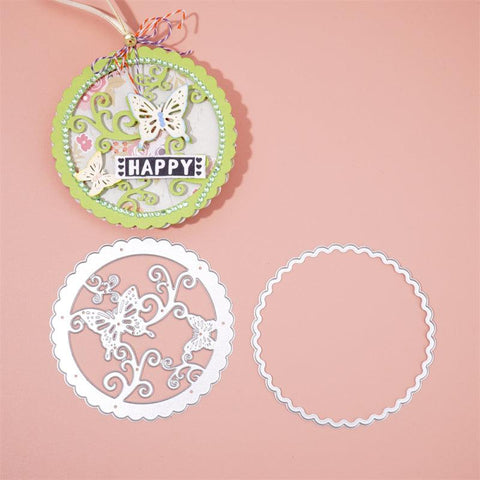 Inloveartshop Circle Frame & Hollow Circle Butterfly Frame Cutting Dies